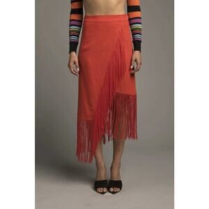 Le Superbe NWT Fringe With Benefits Terracotta Midi Skirt Size 0 NEW $355